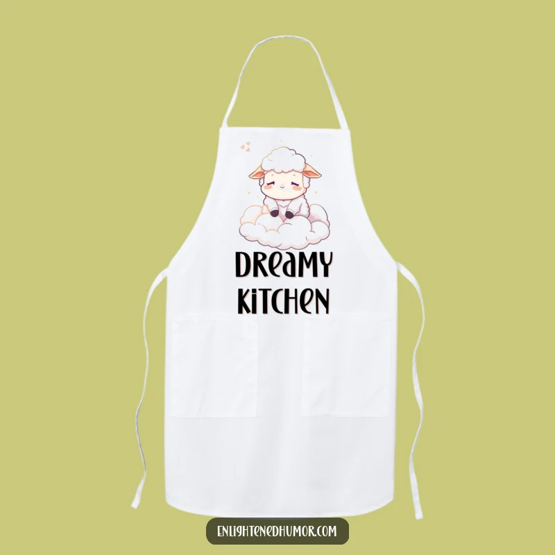Funny Calm Sheep Apron: Dreamy Kitchen Vibes, Chef Character Design, Perfect Funny Gift