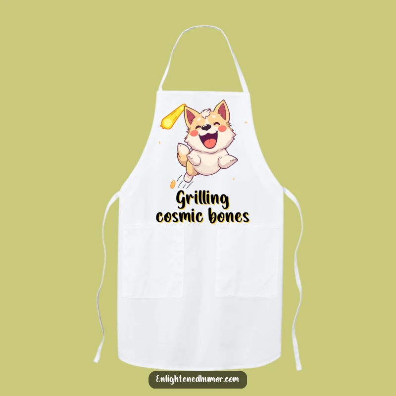 Funny Ecstatic Celestial Dog Apron: Joyful Chef Chasing Comet-Inspired Meals