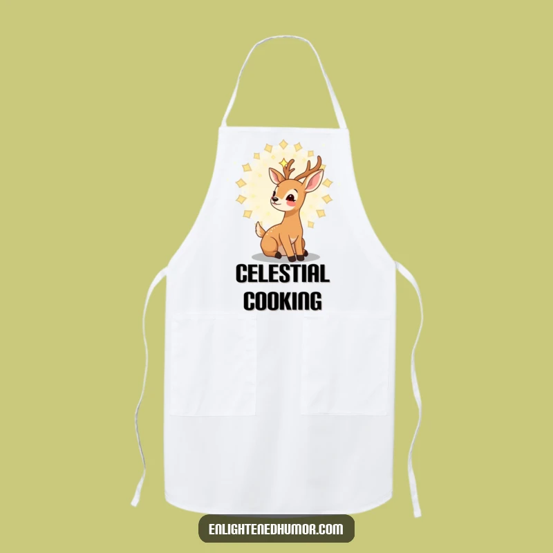 Funny Gentle Deer Apron: Kawaii Stargazer Kitchen, Unique Gift