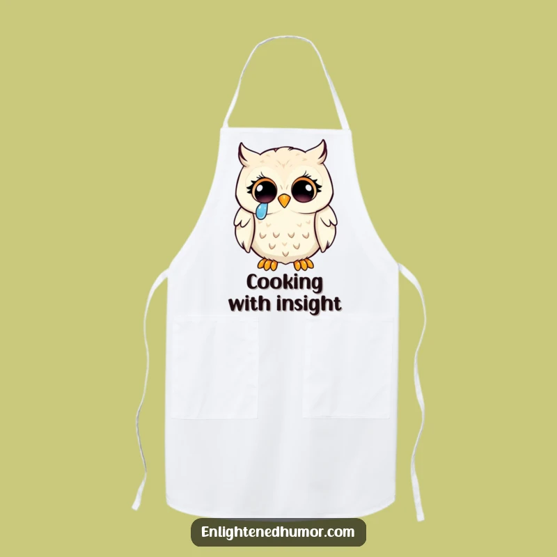 Funny Kawaii Owl Enlightenment Apron: Joyful Tears Owl Kitchen Gift