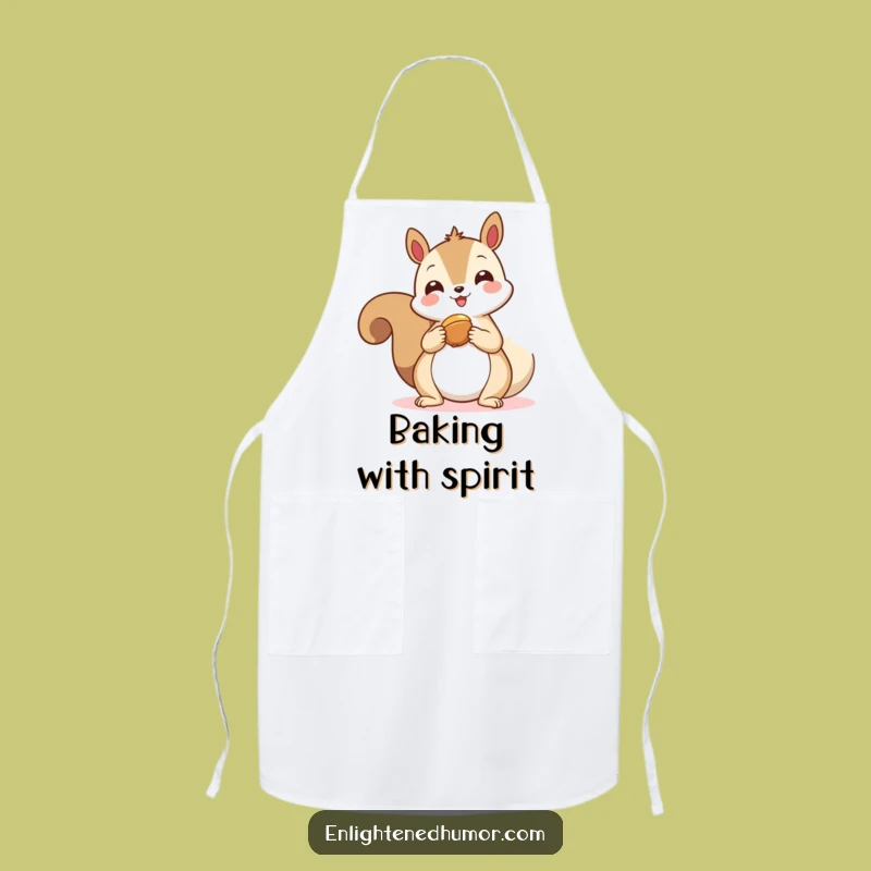 Funny Kawaii Squirrel Spirit Apron: Generous Squirrel Offering Nut Kitchen Gift