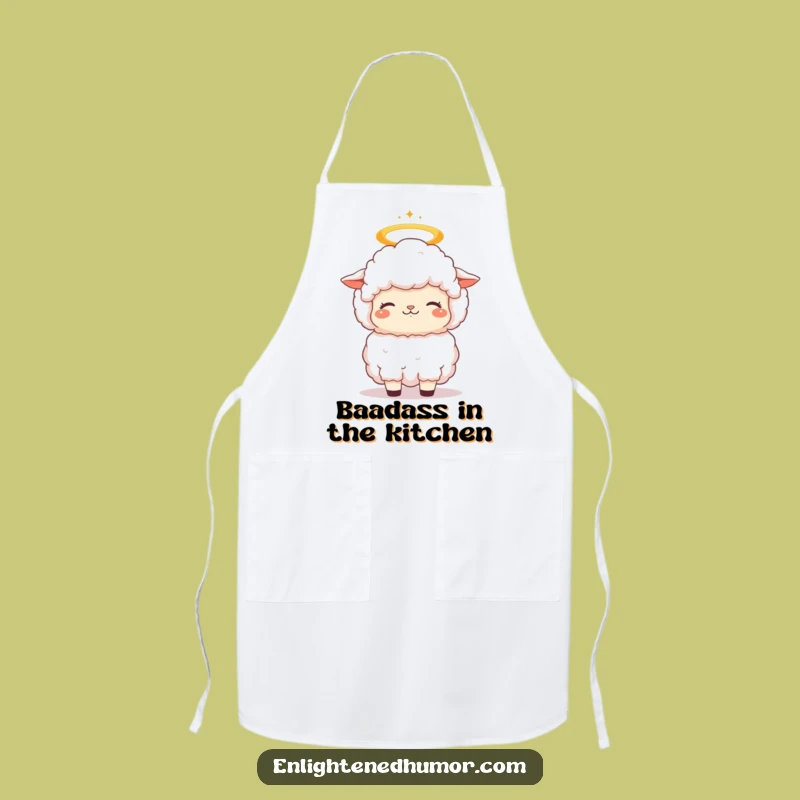 Funny Sheep Chef Apron: Kawaii Halo Kitchen Wear, Whimsical Funny Gift for Bakers