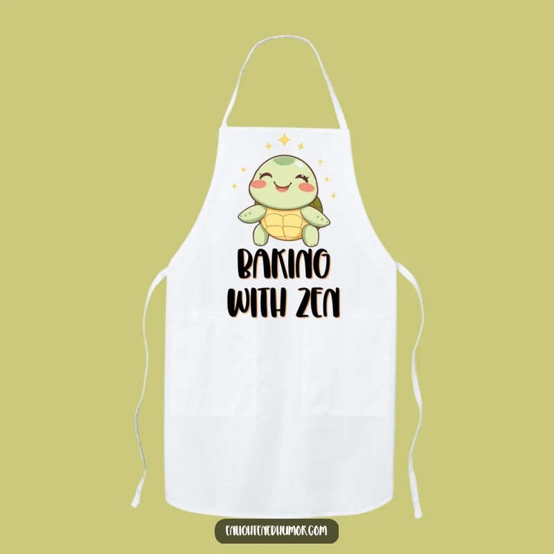 Funny Turtle Apron: Peaceful Cooking, Sparkly Halo Kitchen, Serene Chef Gift