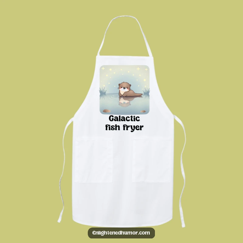 Funny Celestial Otter Apron: Starlit Pond Relaxation, Kitchen Calm Gift!