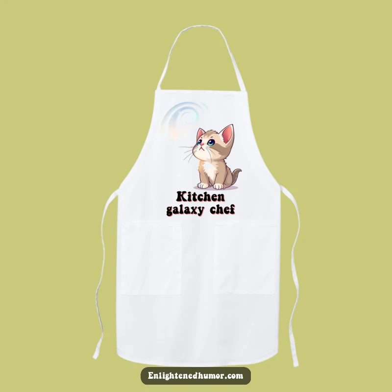 Funny Curious Kitten Apron: Celestial Kitchen Wear for Starry-Eyed Cooks