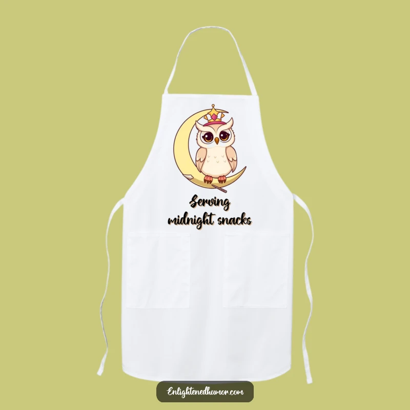 Funny Wise Celestial Owl Apron: Kitchen Sage with Twinkling Eyes