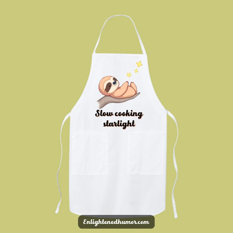 Funny Celestial Sloth Apron: Star Gazing Kitchen Calm - Cosmic Chef Gift