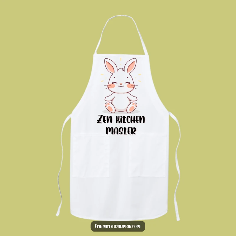 Funny Rabbit Zen Apron: Peaceful Chef Wear, Humorous Kitchen Accessory Gift