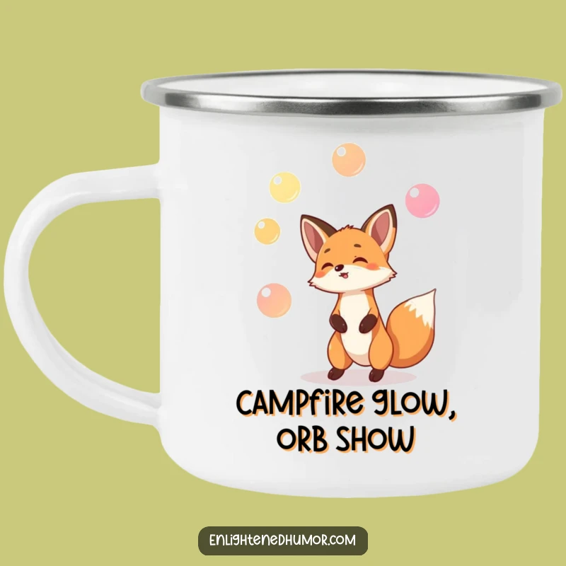 Funny Fox Enamel Camping Mug: Magical Adventures and Humor