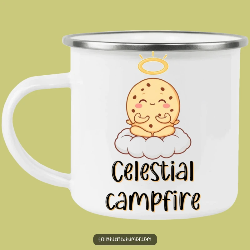 Funny Cookie Meditation Camping Mug: Cloud Zen Enamel Cup, Hilarious Outdoor Gift