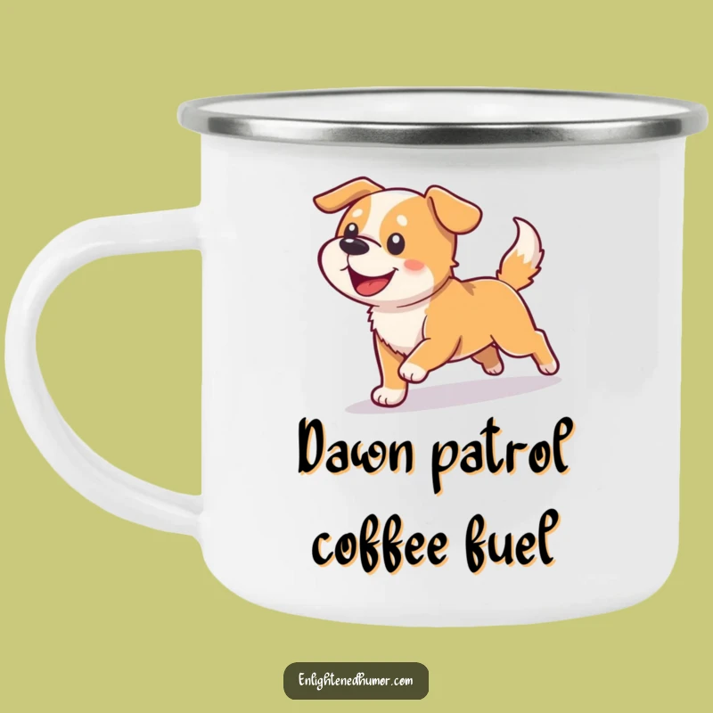 Funny Dog Light Chase Camping Mug: Adventure Fuel with a Smile