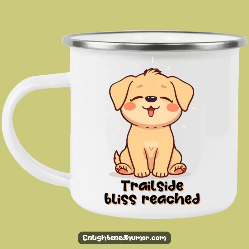 Funny Happy Dog Camping Mug: Zen Aura Gear for Outdoor Peace
