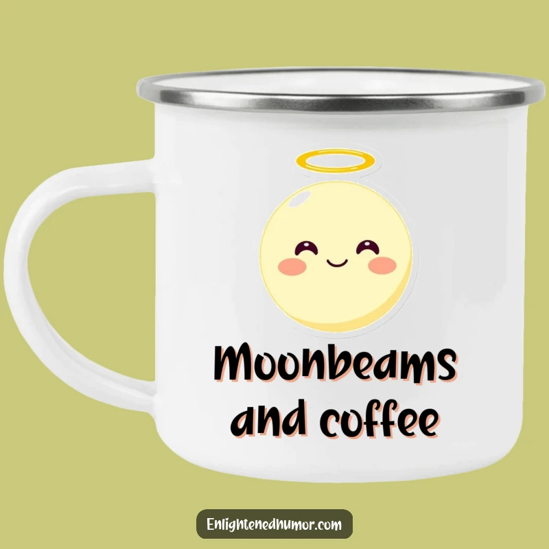 Funny Moon Camping Mug with Halo A Cosmic Funny Gift