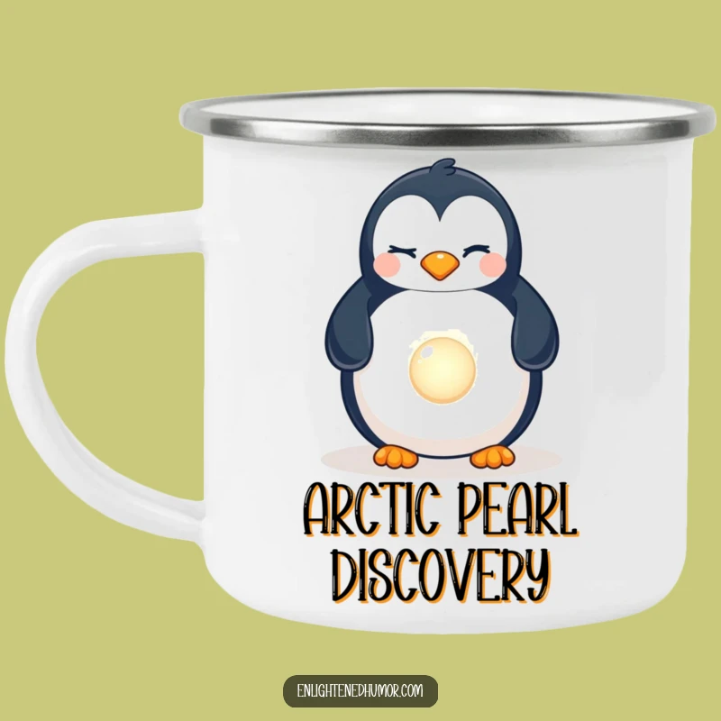 Funny Penguin Pearl Camping Mug: Durable, Ocean, Humorous Outdoor Gift
