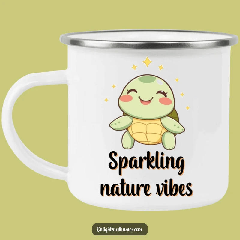 Funny Turtle Camping Mug: Peaceful Sips, Sparkly Halo, Outdoor Calm Gift