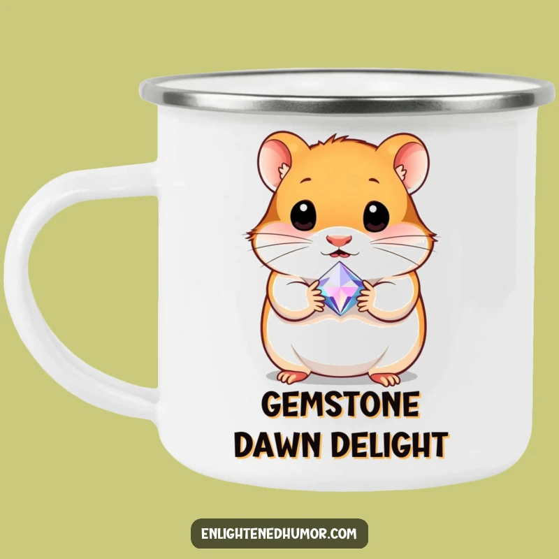 Funny Hamster Gem Camping Mug: Durable Curious Character, Sparkling Humorous Outdoor Gift