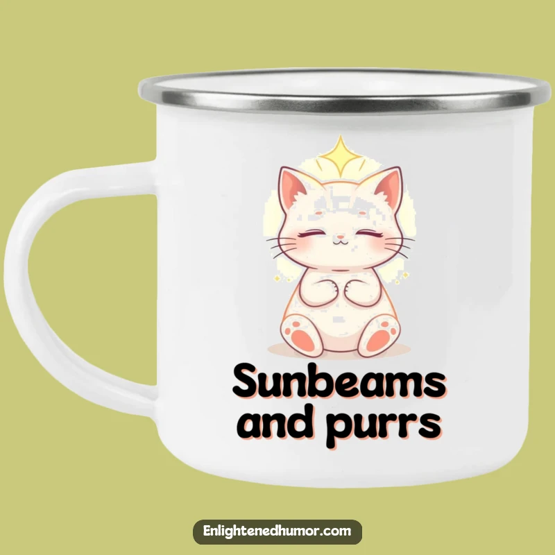 Funny Celestial Cat Camping Mug: Ethereal Light Glow - Cosmic Camp Gift