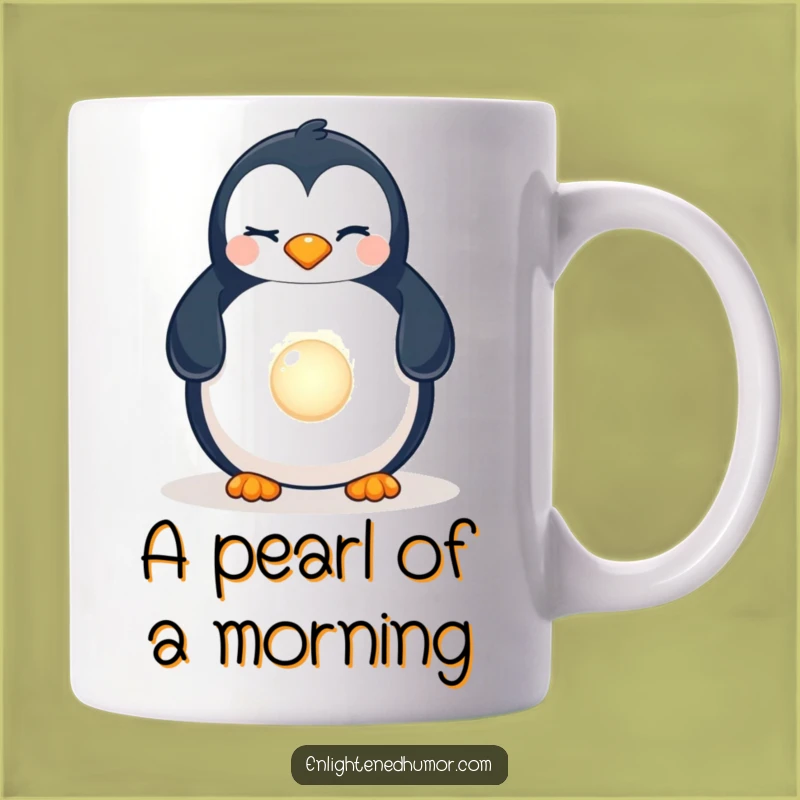 Funny Penguin Pearl Mug: Ocean, Discovery, Humorous Gift for Explorers
