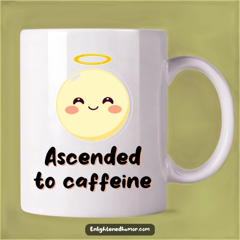 Funny Smiling Moon Mug with Halo A Celestial Funny Gift Idea