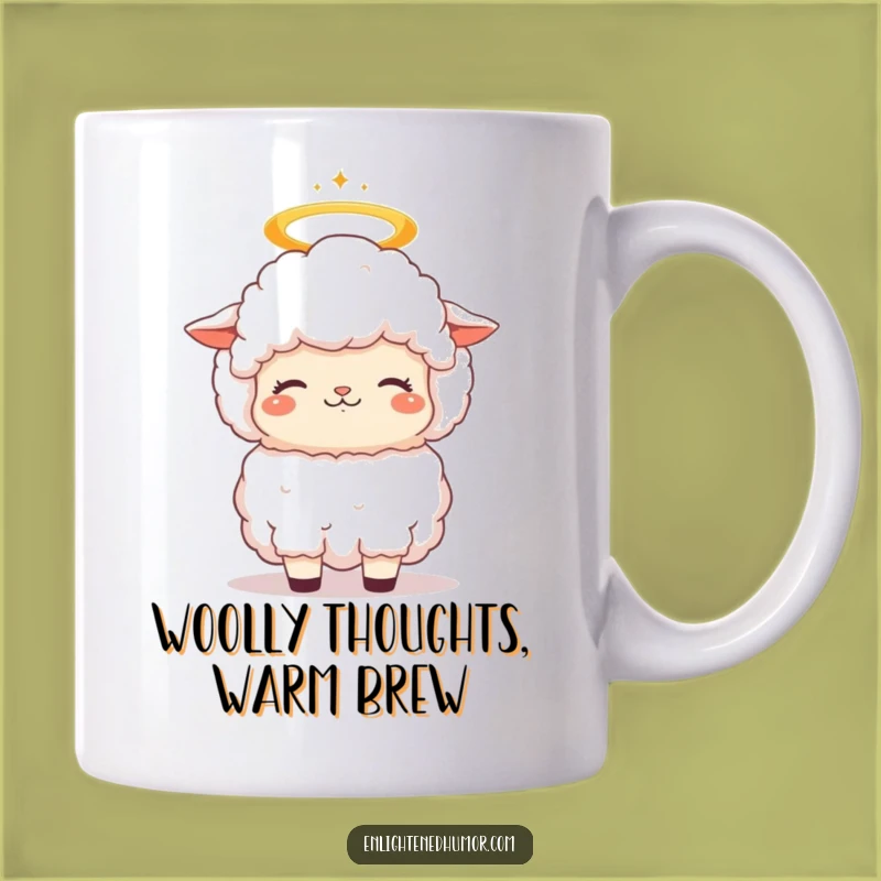 Funny Sheep Mug: Kawaii Fluffy Halo Character, Perfect Funny Gift for Peaceful Mornings