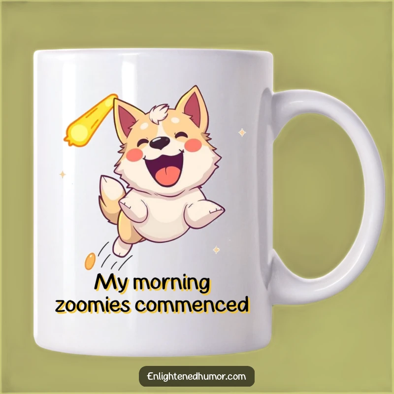 Funny Ecstatic Celestial Dog Mug: Joyful Barking Comet Chaser, Perfect Gift