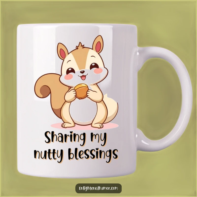 Funny Kawaii Squirrel Spirit Mug: Generous Squirrel Offering Nut Gift