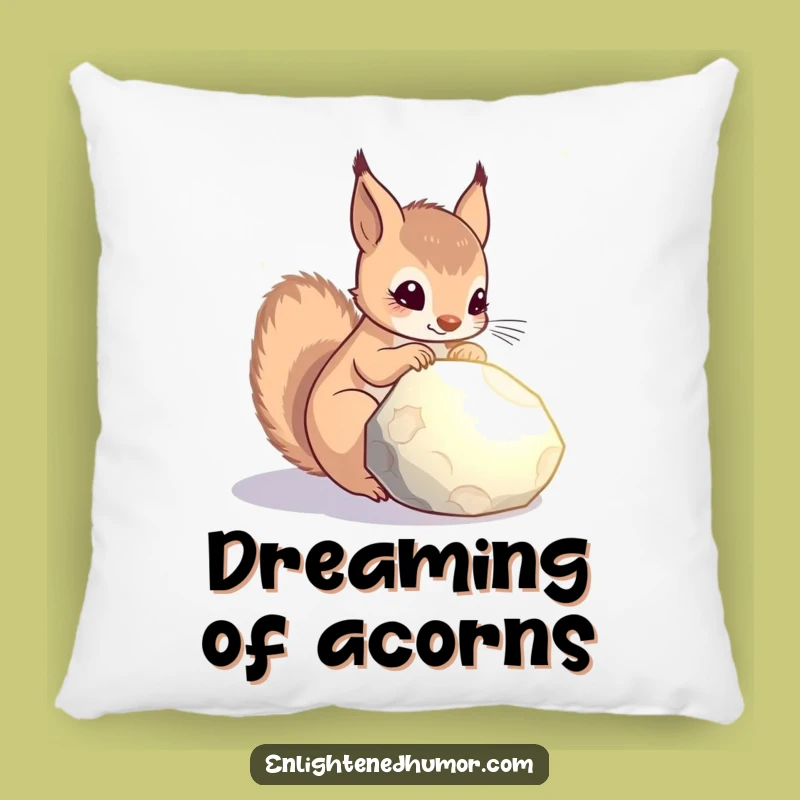 Funny Celestial Squirrel Pillow: Glowing Stone Contemplation, Soft & Cozy Gift!