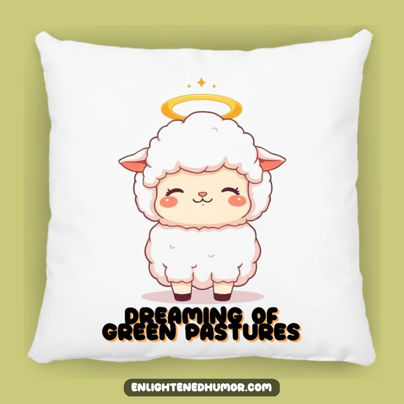 Funny Sheep Pillow: Kawaii Halo Comfort Cushion, Soft Funny Gift for Dreamy Spaces