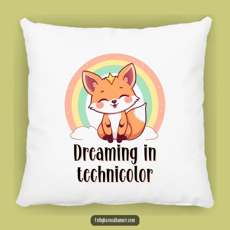 Funny Celestial Fox Pillow: Rainbow Peek Comfort - Soft Cosmic Cushion Gift
