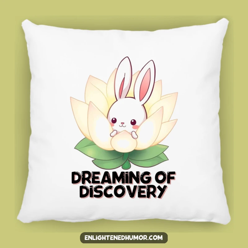 Funny Curious Bunny Lotus Pillow - Cozy Throw Pillow for Serene Comfort