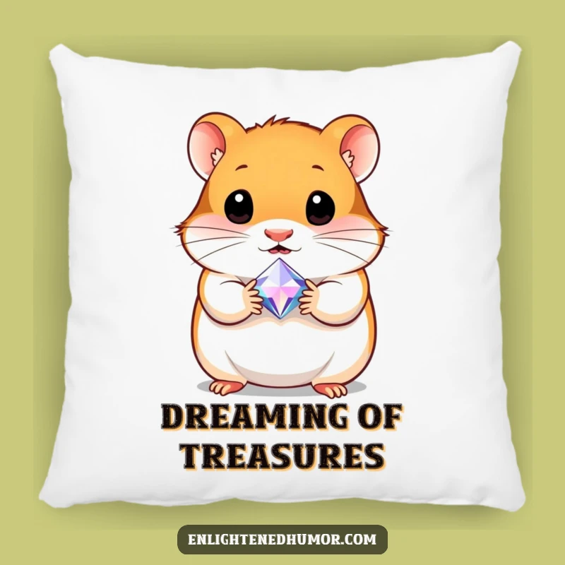 Funny Hamster Gem Pillow: Cozy Curious Character, Comforting Humorous Accent Gift