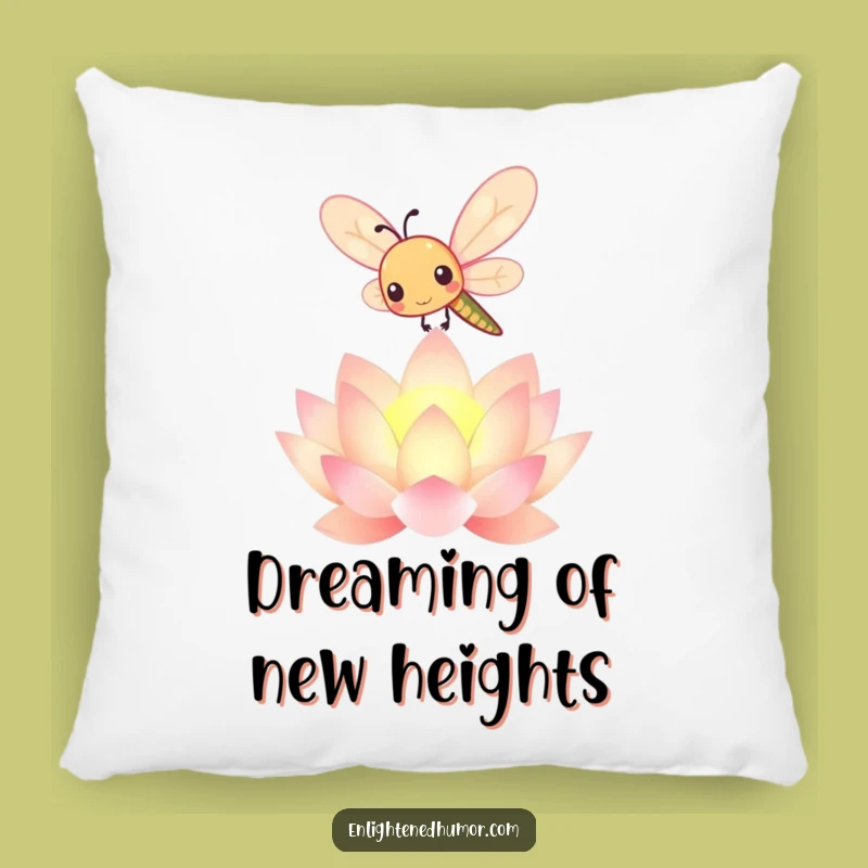 Funny Kawaii Dragonfly Pillow: Glowing Lotus Comfort, Cute Accent Gift