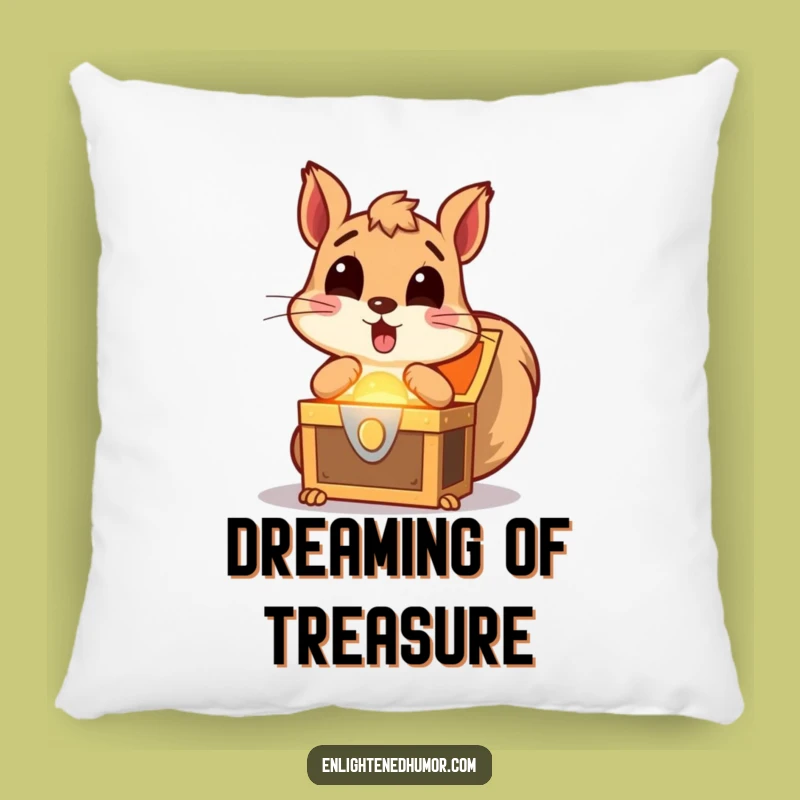 Funny Squirrel Treasure Pillow: Cozy Discovery Cushion, Soft and Humorous Accent