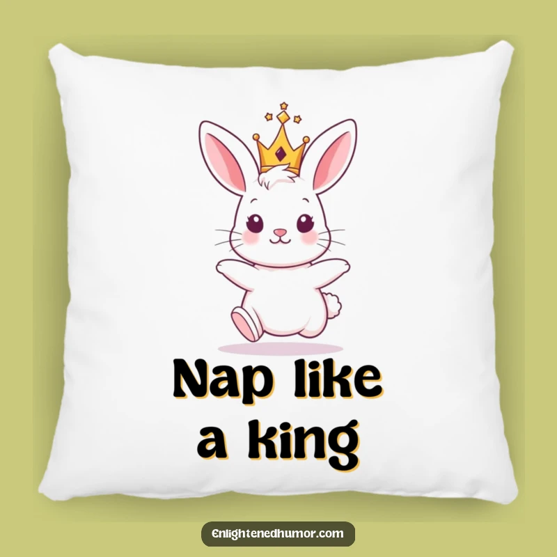Funny Bunny King Pillow: Cozy, Royal, Humorous Accent Gift