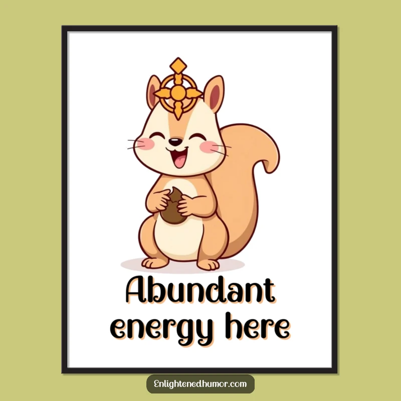 Funny Kawaii Squirrel Digital Art: Nut Offering Symbol Print, Hilarious Instant Gift
