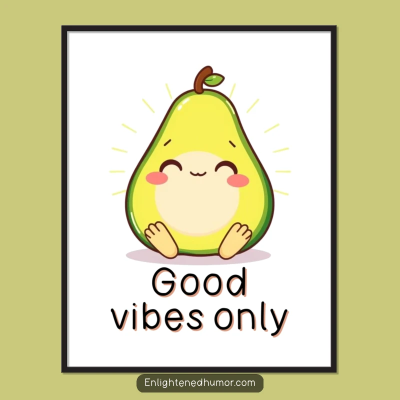 Funny Avocado Digital Art - Zen Meditation Foodie Print