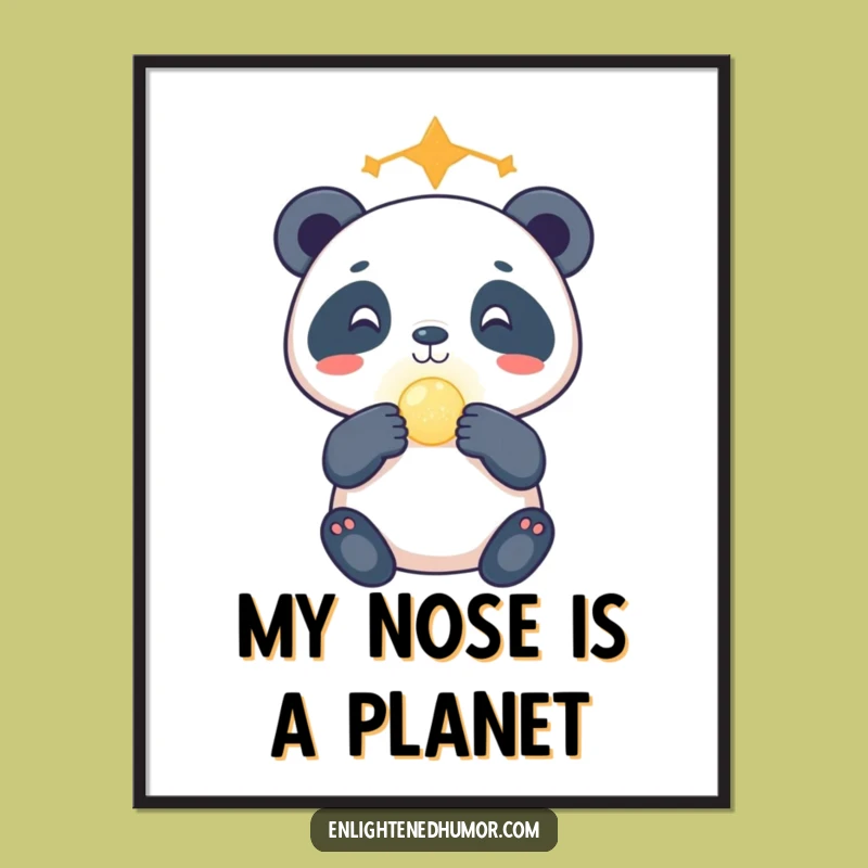 Funny Celestial Panda Digital Art: Gleeful Orb Balance Wall Decor - Cosmic Gift