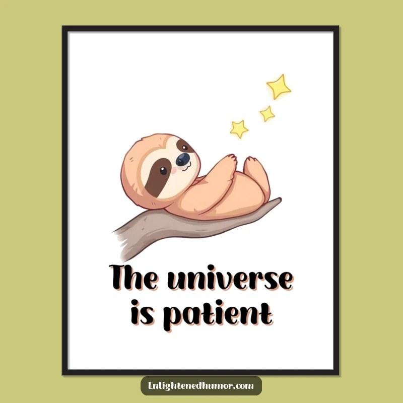 Funny Celestial Sloth Digital Art: Star Gazing Decor - Cosmic Calm Gift