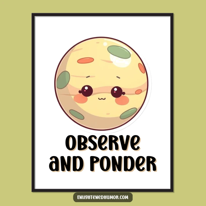Funny Digital Art Print: Curious Planet Character, Observant Cosmic Vibes, Stunning Funny Gift
