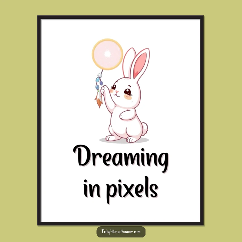 Funny Dreamcatcher Rabbit Digital Art: Whimsical Decor & Cute Gift