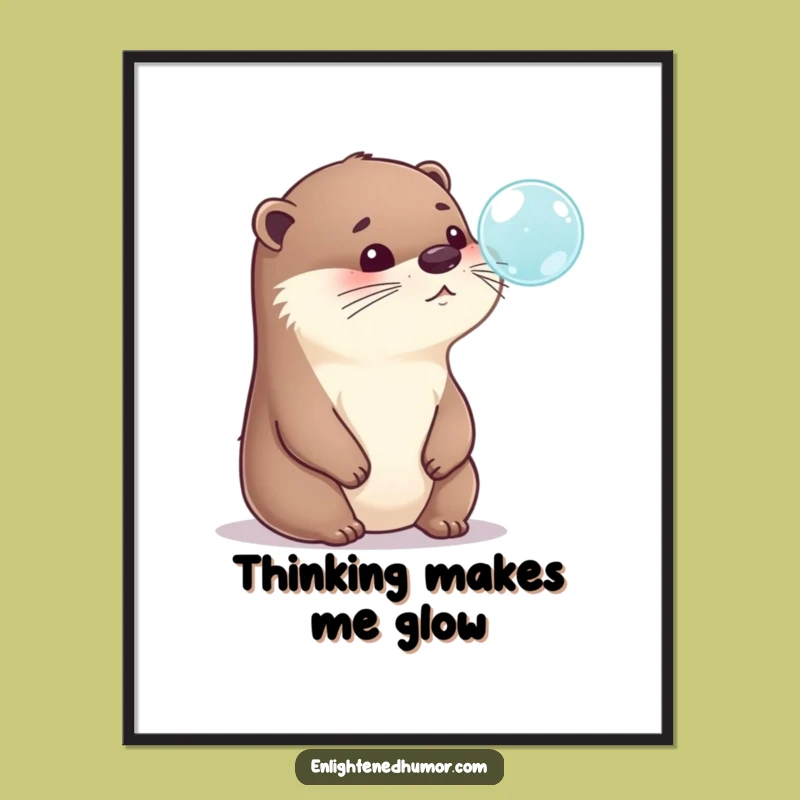 Funny Otter Bubble Digital Art: Contemplative Otter Printable, Hilarious Gift