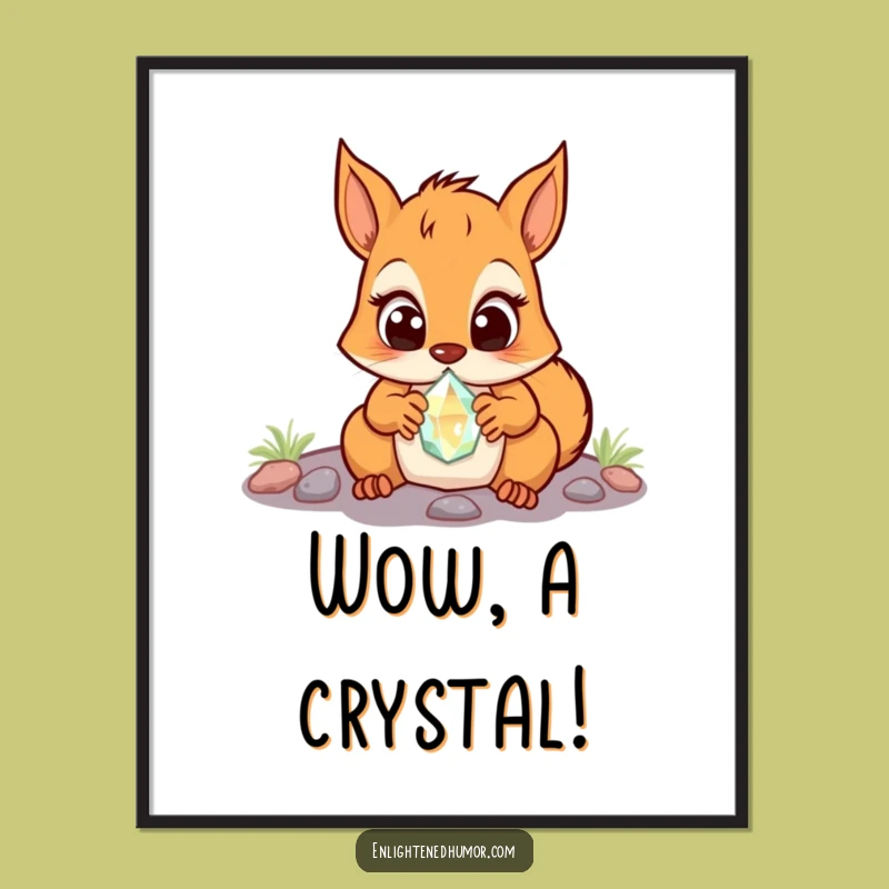 Funny Squirrel Digital Art: Crystal Surprise, Wide-Eyed Wonder, Instant Decor Gift