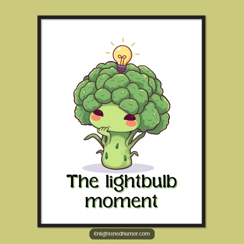 Funny Thoughtful Broccoli Lightbulb Digital Art - Instant Brilliant Ideas Gift