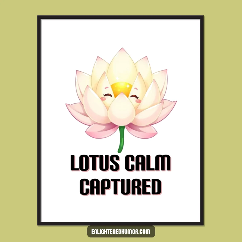 Funny Lotus Flower Digital Art: Sparkling Grace, Instant Zen Decor