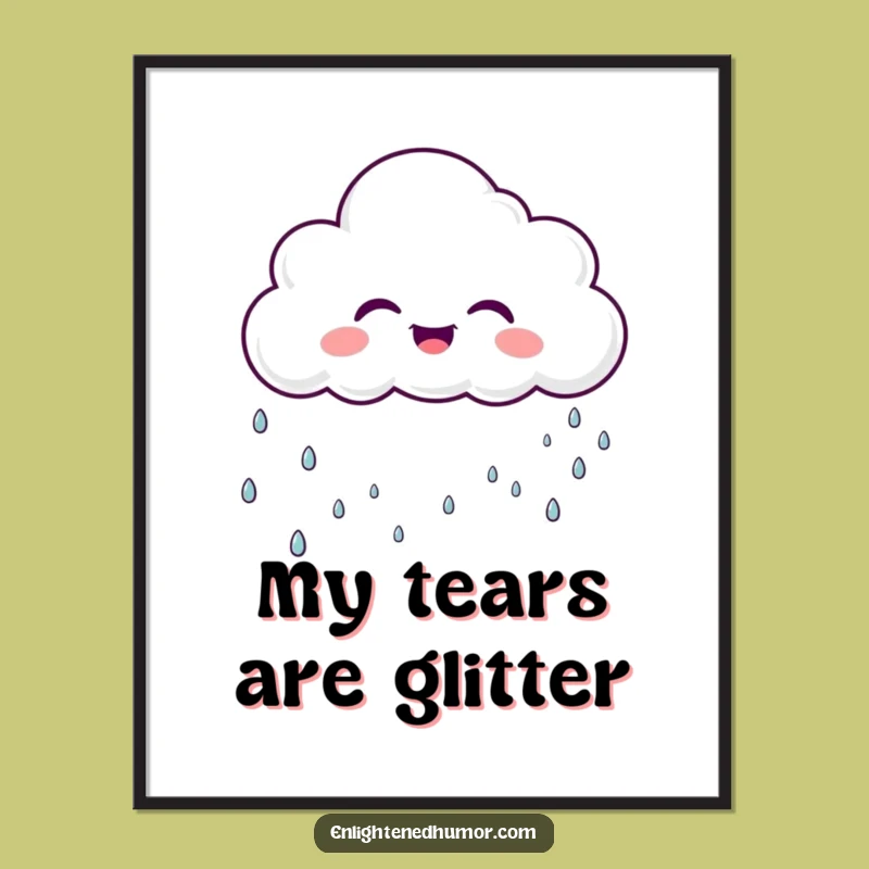 Funny Cloud Digital Art Print Sparkly Rain A Whimsical Funny Gift