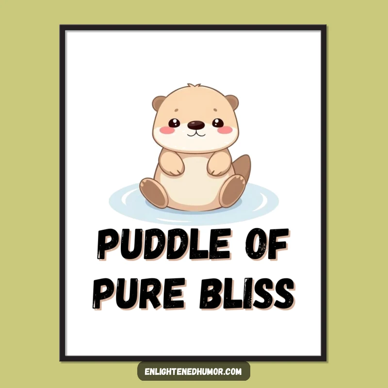 Funny Otter Digital Art: Tiny Kawaii Serene Download, Instant Funny Gift for Decor