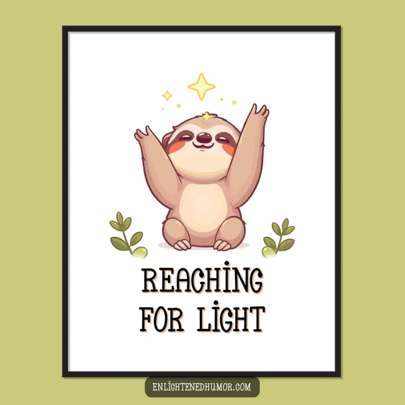 Funny Sloth Digital Art: Light Seeker Decor, Cute Dreamy Print