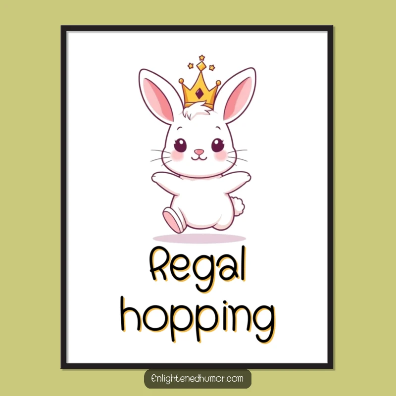 Funny Bunny King Digital Art: Royal, Cute, Humorous Wall Decor Gift
