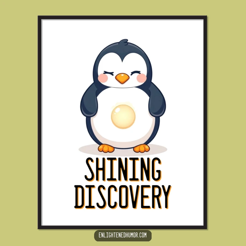 Funny Penguin Pearl Digital Art: Ocean, Cute, Humorous Wall Decor