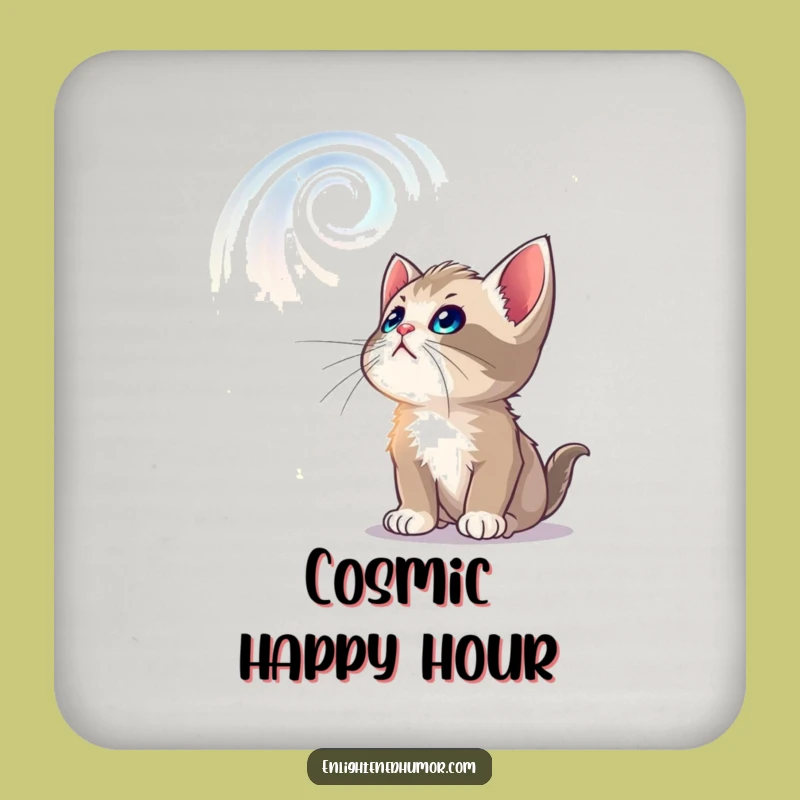 Funny Curious Kitten Coasters: Set of Celestial Decor for Your Table